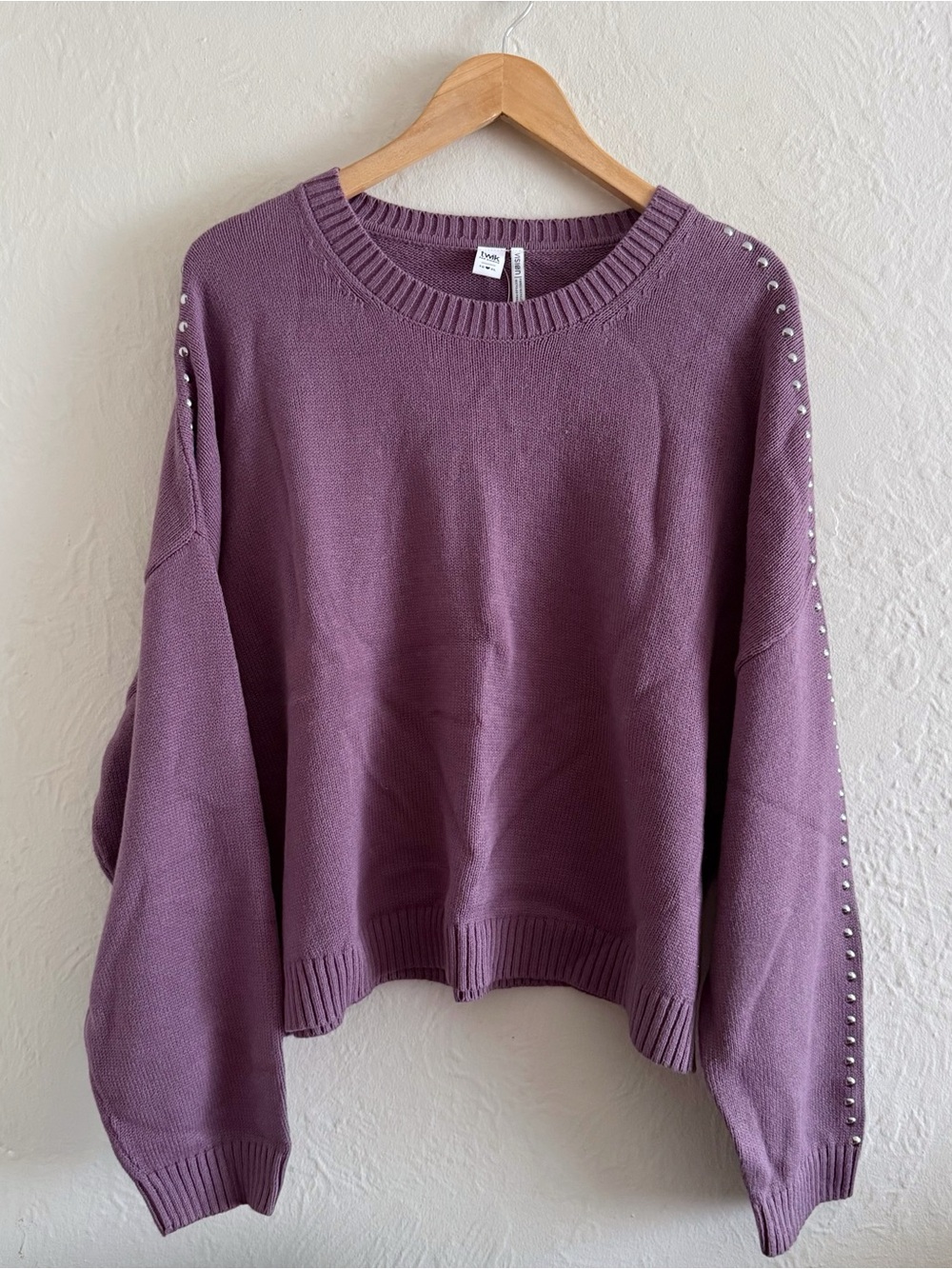 Twik Simons Purple Crewneck Sweater with Studded Sleeves Size XL